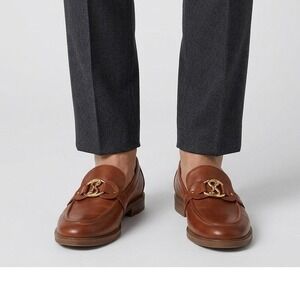 Sam and Libby Bailen Loafers Brown Gold Hardware Dress Shoes - 10M